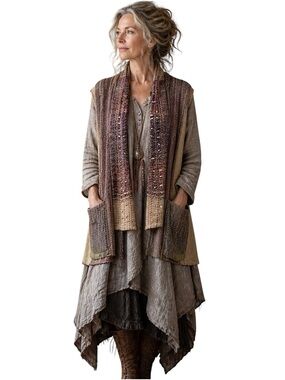 Vintage Teresa Eaton Hand Fiber Artist Hand Woven Vest, Lagenlook, Boho, OS